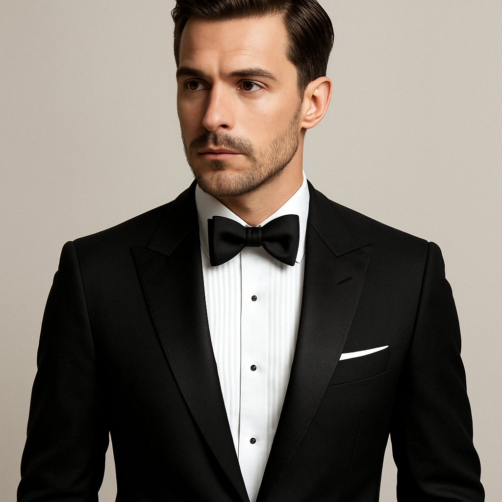 Man in black tuxedo with bow tie