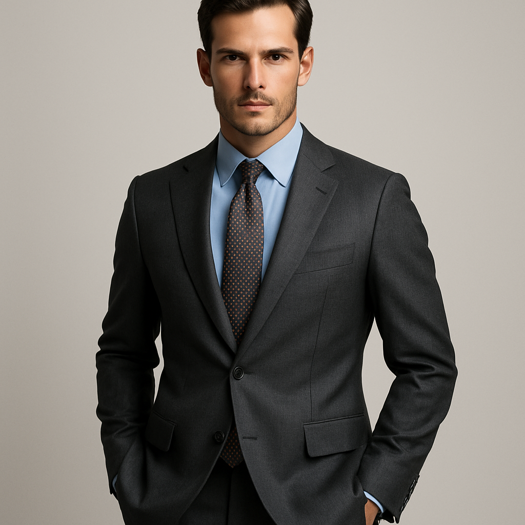 Man in charcoal gray business suit